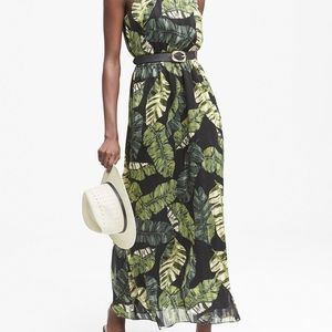 Banana Republic Palm Print - Tie Neck Maxi